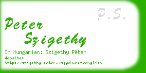 peter szigethy business card